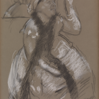 Portrait of Madame Dietz-Monnin by Edgar Degas, seated with a fan