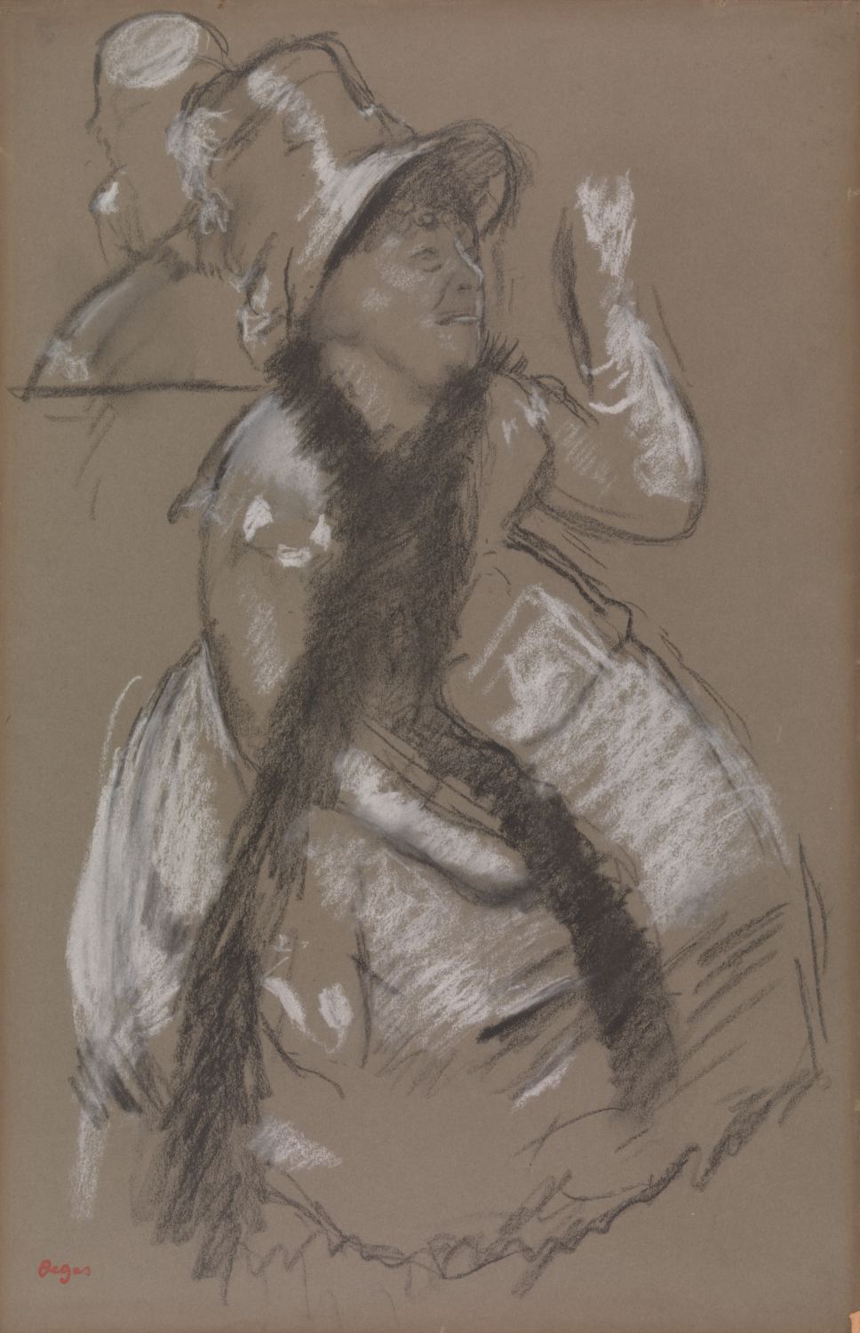 Portrait of Madame Dietz-Monnin by Edgar Degas, seated with a fan