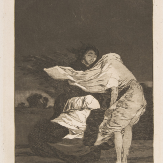 Mala noche by Francisco de Goya, figures struggling through a windy night