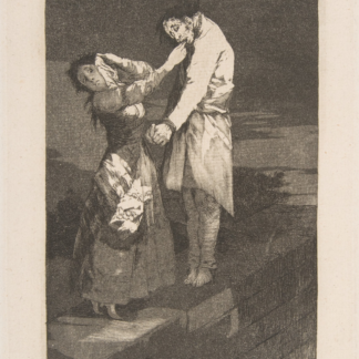 Out Hunting for Teeth by Francisco de Goya, a woman reaching toward a hanging figure