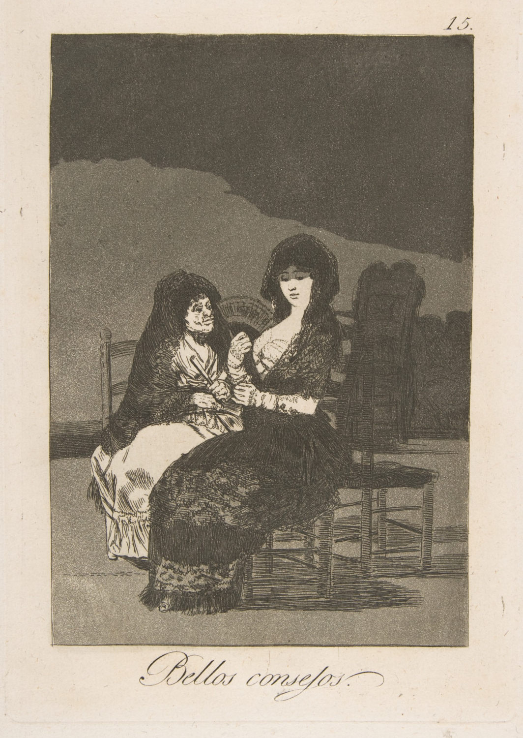 A Pretty Piece of Advice by Francisco de Goya, a young woman listening to an older companion