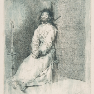 Garroted Man by Francisco de Goya, a bound seated man beside a small light
