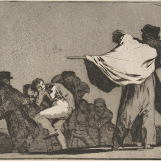 Well-Known Folly by Francisco Goya, with a sword-bearing figure facing a huddled group