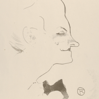Yvette Guilbert by Henri de Toulouse-Lautrec, a profile portrait with a dark bow