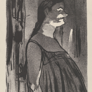 Madame Abdala by Henri de Toulouse-Lautrec, a stage performer beside a curtain