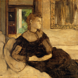 Madame Théodore Gobillard by Edgar Degas, a woman in a dark dress seated on a pale sofa.