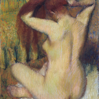 Woman Combing Her Hair by Edgar Degas, a seated nude woman seen from behind with raised arms and long red hair.