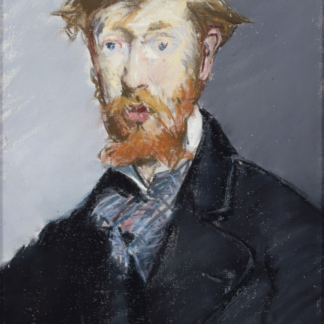 George Moore by Édouard Manet, a red-bearded man in a dark jacket