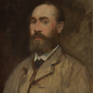 Jean-Baptiste Faure (1830–1914): bearded man wearing a light jacket and dark tie against a brown background.