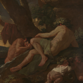 Midas Washing at the Source of the Pactolus: mythological figures beside flowing water in a wooded rocky setting.