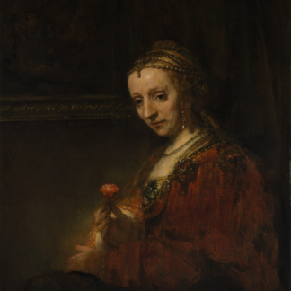 Woman with a Pink by Rembrandt van Rijn