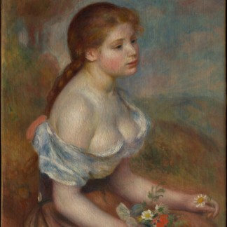 A Young Girl with Daisies by Pierre-Auguste Renoir