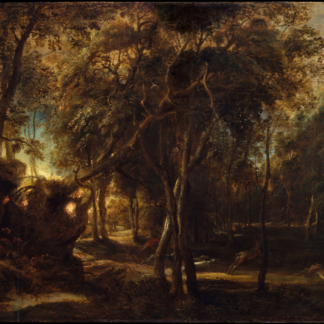 A Forest at Dawn with a Deer Hunt by Peter Paul Rubens