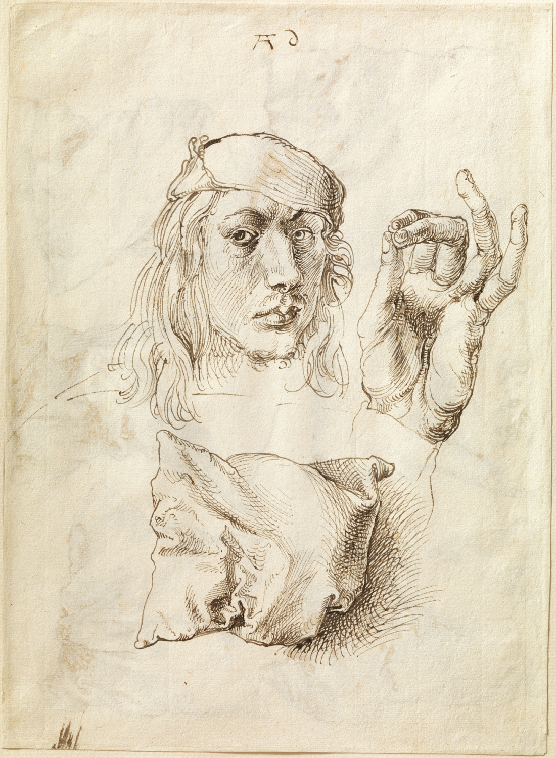 Self-portrait, Study of a Hand and a Pillow (recto) by Albrecht Dürer