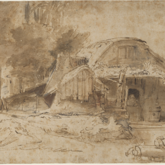 Cottage near the Entrance to a Wood by Rembrandt