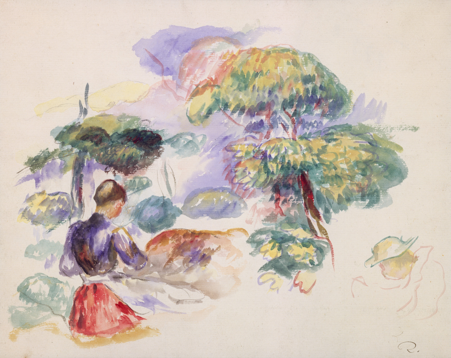 Landscape with a Girl by Auguste Renoir