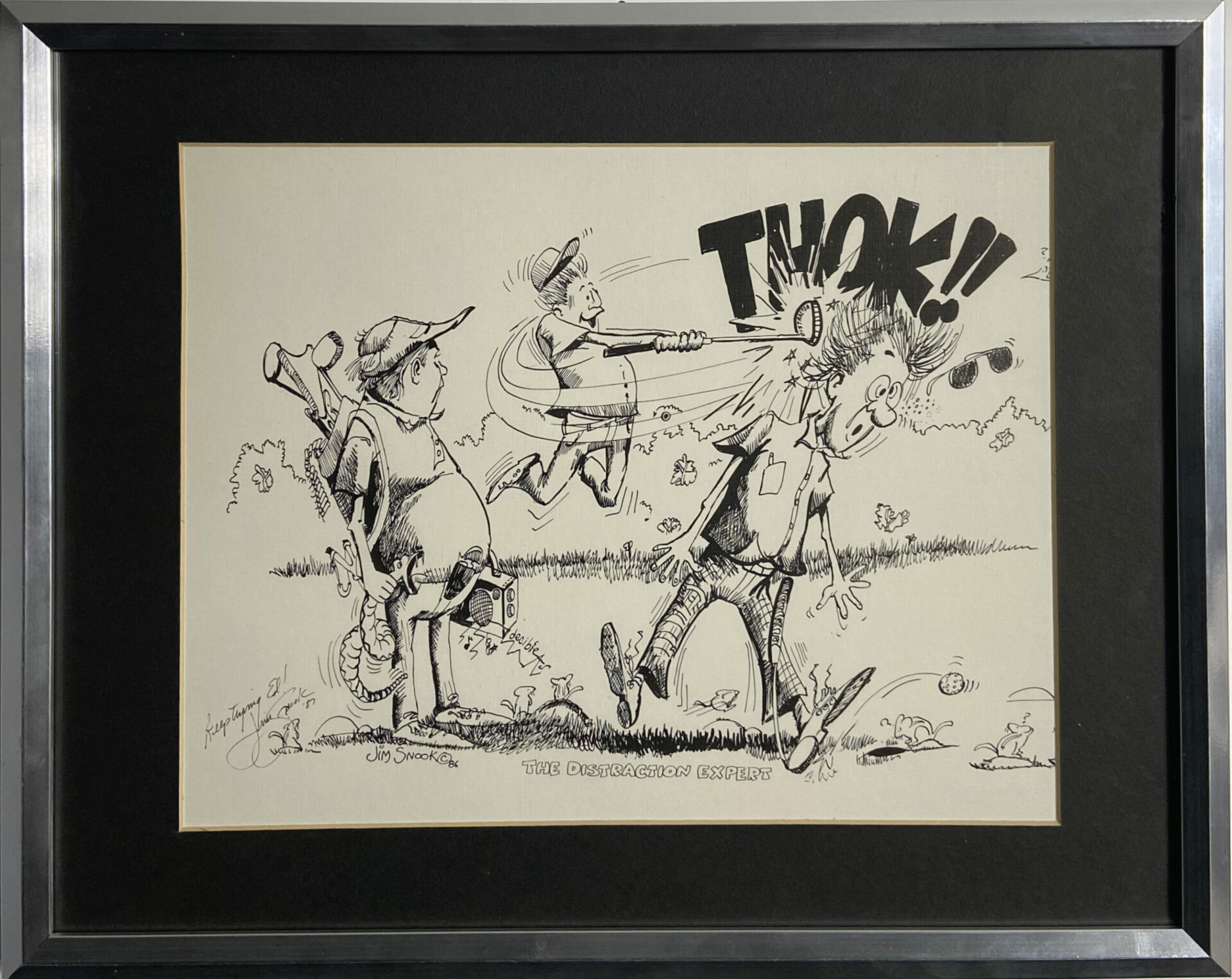 Jim Snook Hand Signed Cartoon Print of "The Distraction Expert"