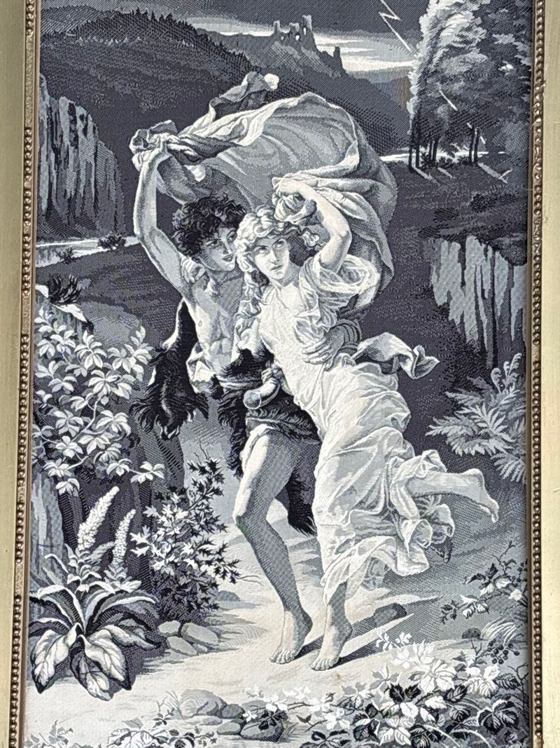 Two Old French Stevensgraph Silk Gilt Framed - Image 2