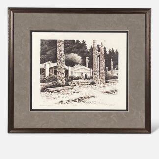 JoAnn George “Southeast Village” Signed AP Lithograph Tlingit Alaska 1986