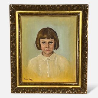 Tsune Kato Original Oil Portrait of Young Girl Japanese Postwar Art - 1949