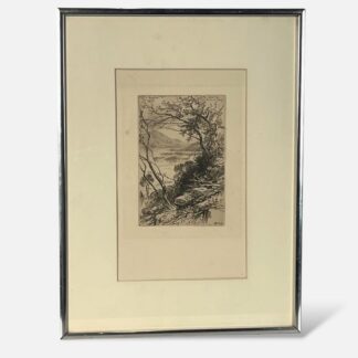 James David Smillie Original Etching “Deer’s Leap, Lake George” 1883 Op. 27