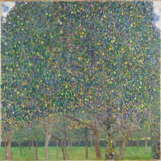 Pear Tree by Gustav Klimt, with dense green foliage and mosaic-like dabs of color