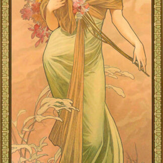 Spring (1900) by Alphonse Mucha, floral Art Nouveau lithograph
