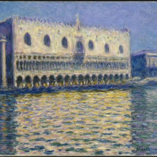 The Doge’s Palace by Claude Monet, with pale Venetian arches reflected in blue and gold water