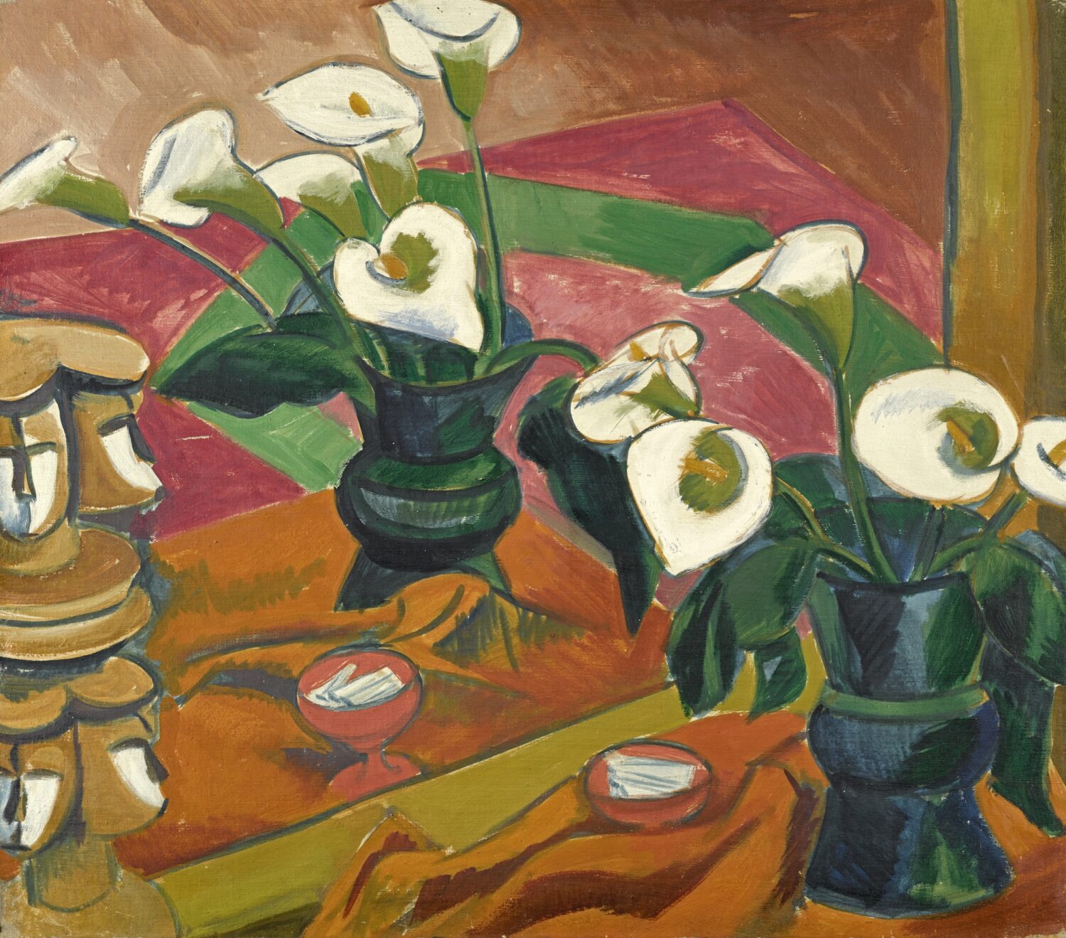 Still Life with Calla Lilies in the Mirror by Max Pechstein
