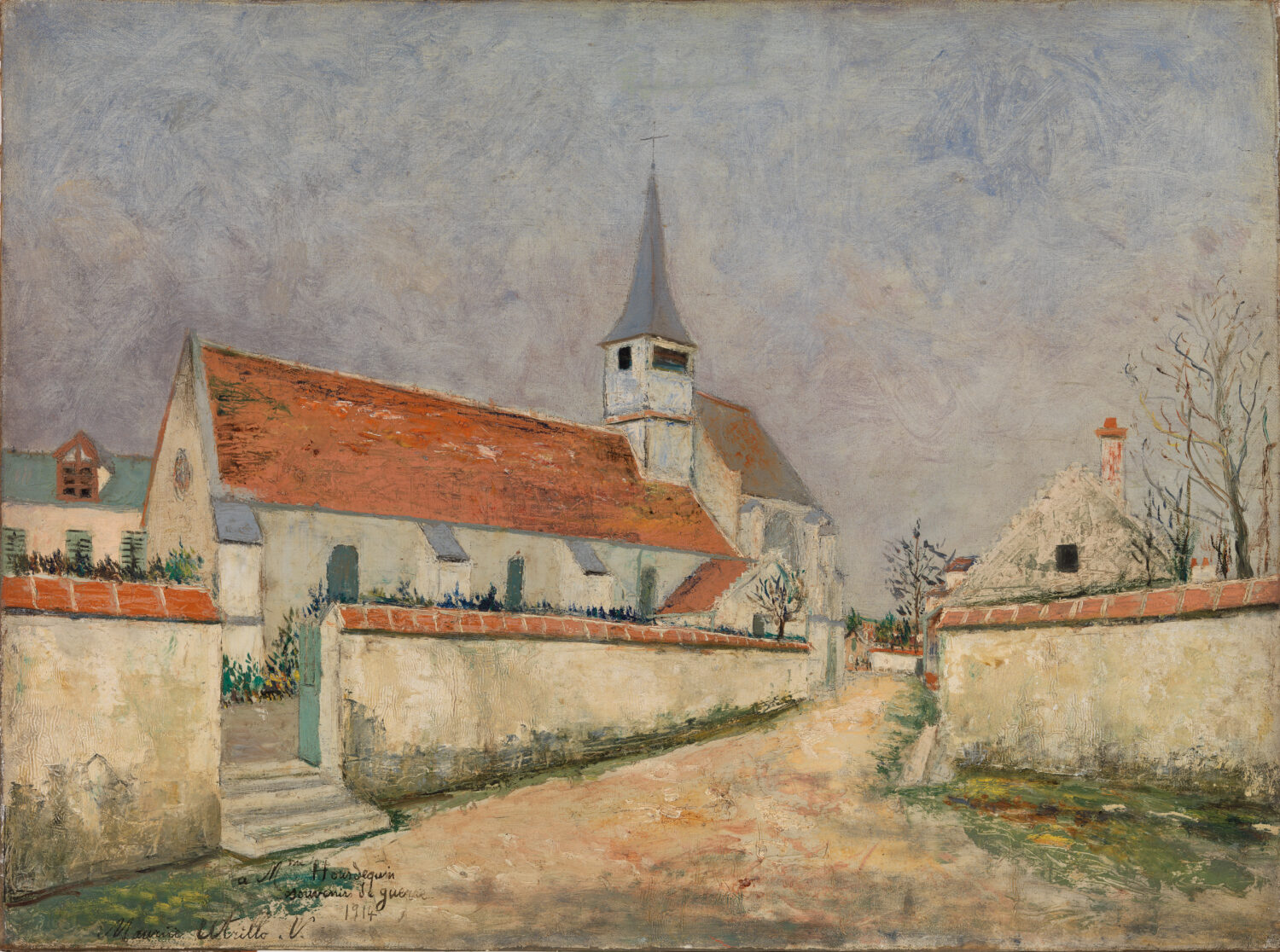 Church with Red Roof and White Walls by Maurice Utrillo