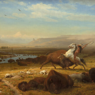 The Last of the Buffalo by Albert Bierstadt, showing a buffalo hunt on the open plains.
