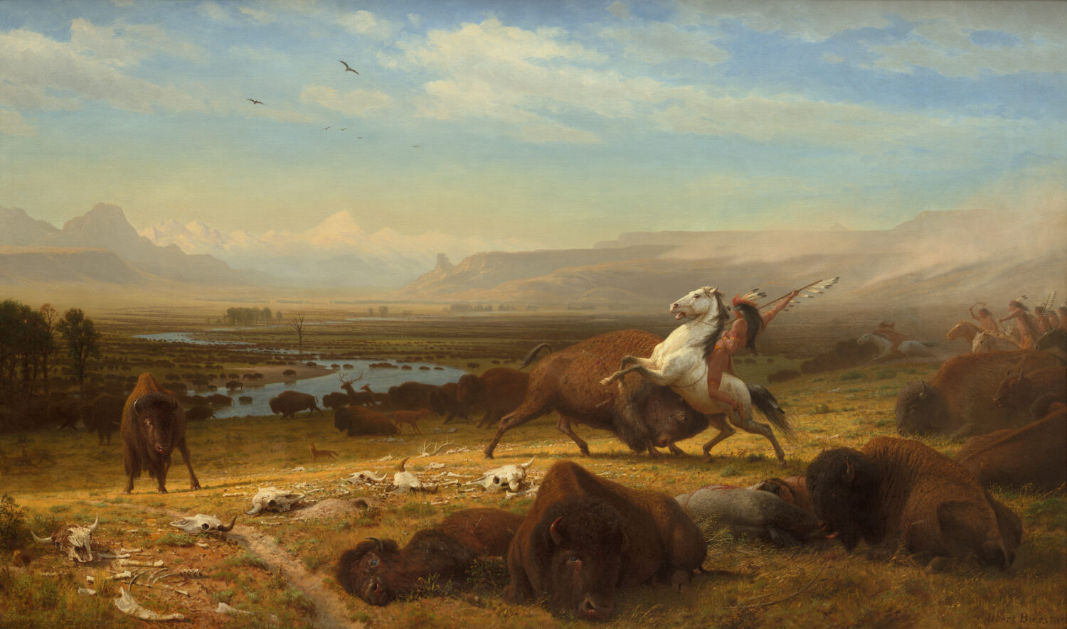 The Last of the Buffalo by Albert Bierstadt, showing a buffalo hunt on the open plains.