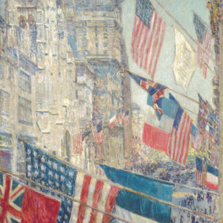 American, British and French flags above Fifth Avenue in Allies Day, May 1917 by Childe Hassam