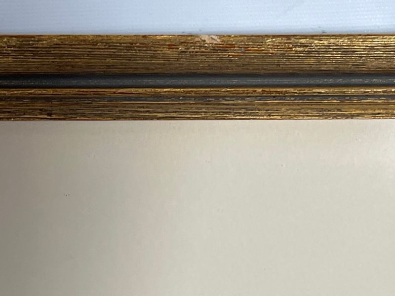 Frame chip and finish wear of Mildred Wyatt's coastal scene
