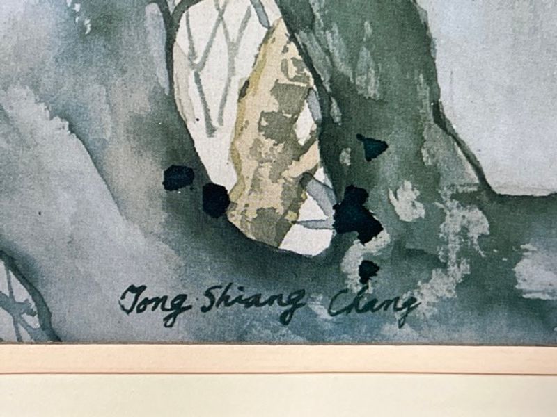 Signature or artist-name detail of Tong Shiang Chang — Birds and Flowers, Framed Watercolor-Style Print