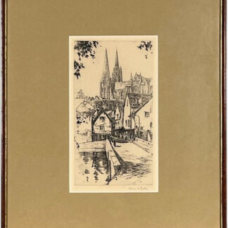 Full framed view of Henri Le Riche — Chartres Cathedral, Pencil-Signed Framed Engraving