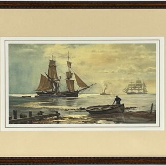 Full framed view of Victor Mays — Collier Brig and Barge, Signed Limited Edition 254/550, 1986