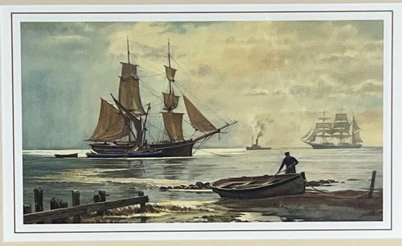 Artwork detail of Victor Mays — Collier Brig and Barge, Signed Limited Edition 254/550, 1986