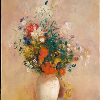 Vase of Flowers (Pink Background) by Odilon Redon